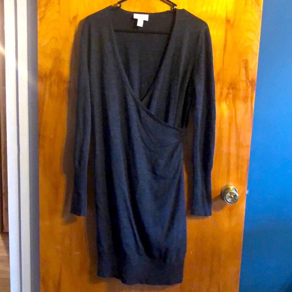 Dark Grey Ann Taylor Loft Wrap Dress